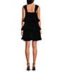 Buru Teagan Velvet Square Neck Wide Strap Tiered Ruffle A-Line Convertible Mini to Maxi Flounce Dress, Color:Dark Green - Image 2