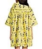Buru Toucan Print Oversized Point Collar 3/4 Sleeve Side Pocket Car Coat, Color:Yellow Toucan - Image 2