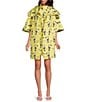 Buru Toucan Print Oversized Point Collar 3/4 Sleeve Side Pocket Car Coat, Color:Yellow Toucan - Image 3