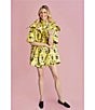 Buru Toucan Print Oversized Point Collar 3/4 Sleeve Side Pocket Car Coat, Color:Yellow Toucan - Image 5
