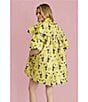 Buru Toucan Print Oversized Point Collar 3/4 Sleeve Side Pocket Car Coat, Color:Yellow Toucan - Image 7
