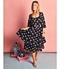 Buru Woven Brocade Floral Print Sweetheart Neck Long Balloon Sleeve Smocked Keyhole Back Cropped Coordinating Bustier Top, Color:Black Floral - Image 6