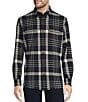 Color:Navy - Image 1 - Button Down Collar Long Sleeve Plaid Coatfront Shirt