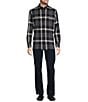 Color:Navy - Image 3 - Button Down Collar Long Sleeve Plaid Coatfront Shirt