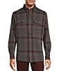 Color:Charcoal - Image 1 - Button Down Collar Long Sleeve Plaid Coatfront Shirt