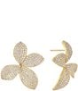 Color:Gold - Image 1 - Crystal Eden Pave Flower Statement Stud Earrings