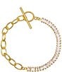 Color:Gold - Image 1 - CZ Crystal Baguette Paperclip Line Bracelet