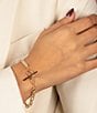 Color:Gold - Image 2 - CZ Crystal Baguette Paperclip Line Bracelet