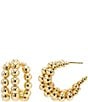 Color:Gold - Image 1 - Graduated Beaded Ball Open Hoop Earrings