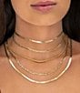 Color:Gold - Image 2 - Herringbone Choker Necklace