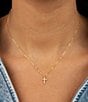 Color:Gold - Image 2 - Mini Pave Crystal Cross Short Pendant Necklace