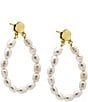 Color:Gold - Image 1 - Open Pearl Statement Drop Earrings