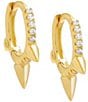 Color:Gold - Image 1 - Pav Triple Spike Crystal Huggie Hoop Earrings
