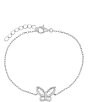 Color:Silver - Image 1 - Pave Sterling Silver Baguette Butterfly Line Bracelet