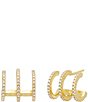 Color:Gold - Image 1 - Pave Triple Thin Claw Stud Earrings