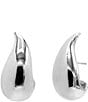 Color:Silver - Image 1 - Solid Curved Teardrop Hoop Earrings