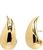 Color:Gold - Image 1 - Solid Curved Teardrop Hoop Earrings
