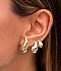 Color:Gold - Image 2 - Solid Curved Teardrop Hoop Earrings