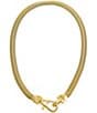 Color:Gold - Image 1 - Solid Large Clasp Wide Snake Chain Necklace