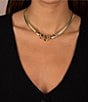 Color:Gold - Image 2 - Solid Large Clasp Wide Snake Chain Necklace