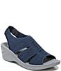 Color:Navy - Image 1 - Double Up Banded Washable Stretch Fabric Sandals