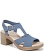 Color:Blue - Image 1 - Everly Stretch Denim Washable Strappy Sandals