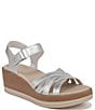 Color:silver - Image 1 - Rhythm Stretch Washable Metallic Leather Strappy Wedge Sandals