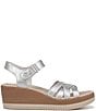 Color:silver - Image 2 - Rhythm Stretch Washable Metallic Leather Strappy Wedge Sandals