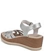 Color:silver - Image 4 - Rhythm Stretch Washable Metallic Leather Strappy Wedge Sandals