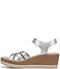 Color:silver - Image 5 - Rhythm Stretch Washable Metallic Leather Strappy Wedge Sandals