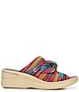 Color:Raspberry - Image 2 - Smile Bow Detail Striped Washable Slip-On Wedge Sandals