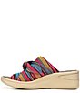 Color:Raspberry - Image 5 - Smile Bow Detail Striped Washable Slip-On Wedge Sandals
