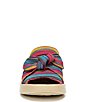 Color:Raspberry - Image 6 - Smile Bow Detail Striped Washable Slip-On Wedge Sandals