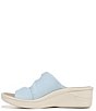 Color:Blue - Image 5 - Smile More Bow Detail Washable Wedge Slide Sandals