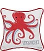 Color:Multi - Image 1 - Octopus Seaside Printed and Applique Throw Pillow