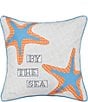 Color:Multi - Image 1 - Starfish By The Sea Printed and Applique Throw Pillow