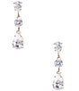 Cezanne C by Cezanne 3 Stone Drop Earrings, Color:Gold/CZ - Image 1