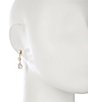 Cezanne C by Cezanne 3 Stone Drop Earrings, Color:Gold/CZ - Image 2