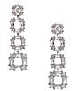 Cezanne C by Cezanne CZ Square Linear Earrings, Color:Silver/CZ - Image 1