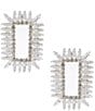 Cezanne C by Cezanne Spike Rectangle Stud Earrings, Color:Silver/CZ - Image 1