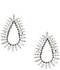 Cezanne C by Cezanne Spike Teardrop Drop Earrings, Color:Silver/CZ - Image 1