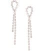 Cezanne C by Cezanne Stone Loop Linear Earrings, Color:Gold/CZ - Image 1
