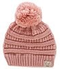 Color:Indi Pink - Image 1 - C.C. Beanies Girls Solid Rib Beanie W Pom