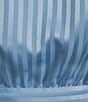 Cabernet 3/4 Sleeve Woven Satin Striped Coordinating Short Robe, Color:Bliss Blue Stripe - Image 3