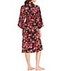 Cabernet Damask Print Satin Tie Waist Short Wrap Robe, Color:Holiday Jacobean - Image 2