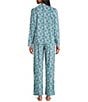Cabernet Ditsy Floral Long Sleeve Notch Collar Fleece Long Pajama Set - Image 2