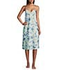 Cabernet Floral Print Sleeveless V-Neck Woven Satin Coordinating Chemise, Color:Cloud Floral - Image 1