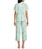 Cabernet Knit Floral Print Short Sleeve Notch Collar & Pant Pajama Set - Image 2