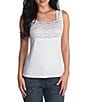 Color:White - Image 1 - Lace-Overlay Microfiber Camisole