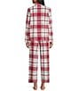 Cabernet Long Sleeve Notch Collar Long Fleece Plaid Print Pajama Set, Color:Cream Plaid - Image 2